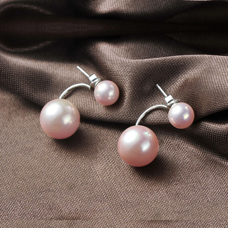 Серьги-гвоздики VICHOK с двойным шариком и жемчугом серьги-гвоздики из