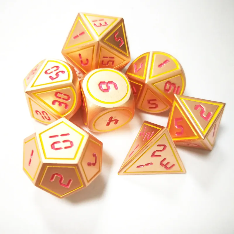 7 шт./компл. игральные кости Металлические Rpg набор многогранные Подземелья и Драконы D20 10 8 12 настольная игра сплав цинка Серебристые игральные кости с цифрами шаблон