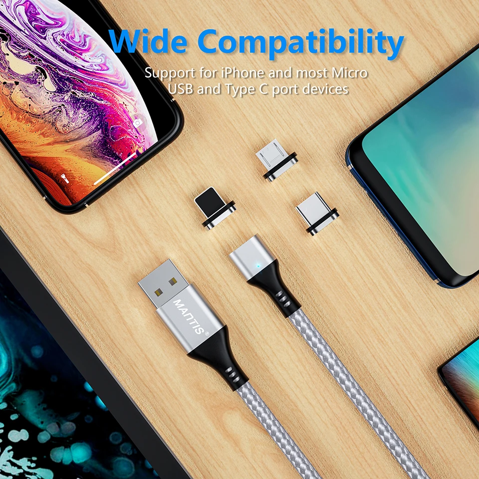 Магнитный зарядный Micro USB кабель MANTIS для iPhone samsung 3 в 1, кабель type C, 3 А, кабель для быстрой зарядки и передачи данных, магнитный шнур, зарядное устройство