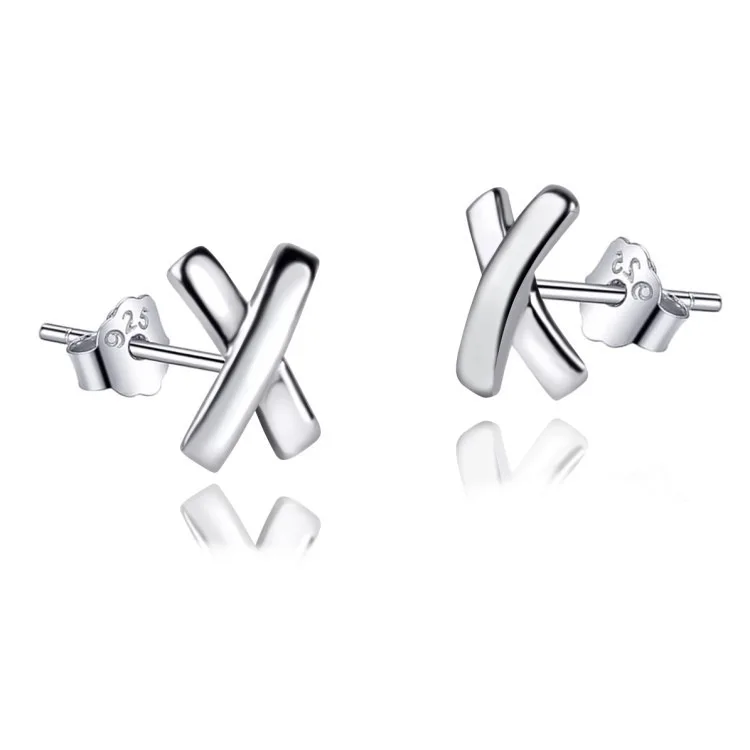 Женские серьги гвоздики из серебра 925 пробы с буквой Х|fashion stud earrings|stud earringsearrings for