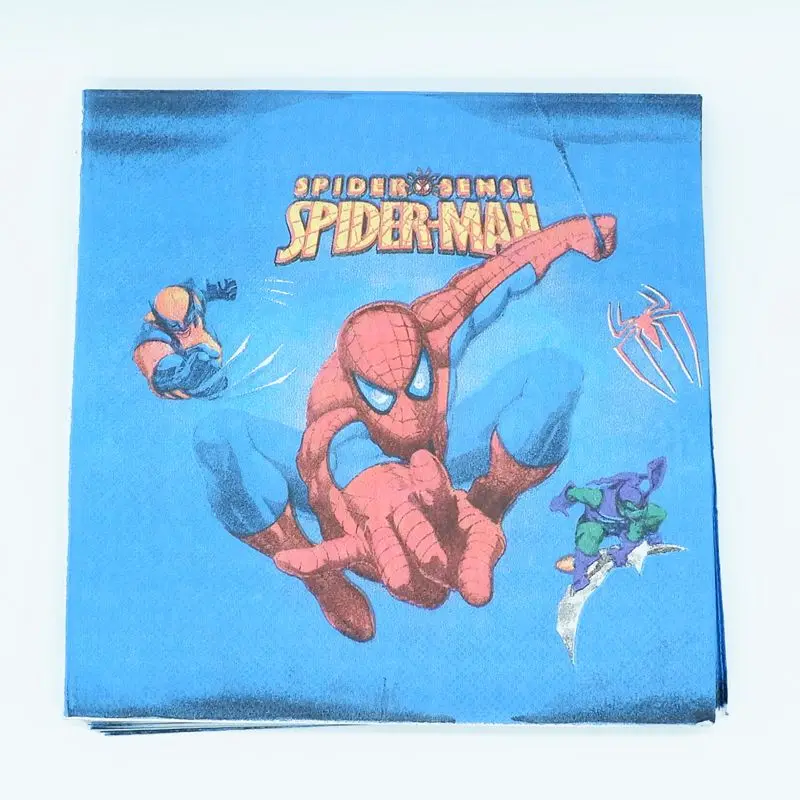 Napkin 20pcs Тематический набор для вечеринки с изображением Человека-паука, воздушный шар, посуда, чашка, тарелка, салфетки, баннер, день рождения, коробка для конфет, Детские вечерние украшения - Цвет: Napkin 20pcs