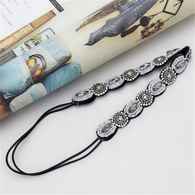 Женская повязка на голову с серыми бусинами и кристаллами|fashion hair styling|accessories