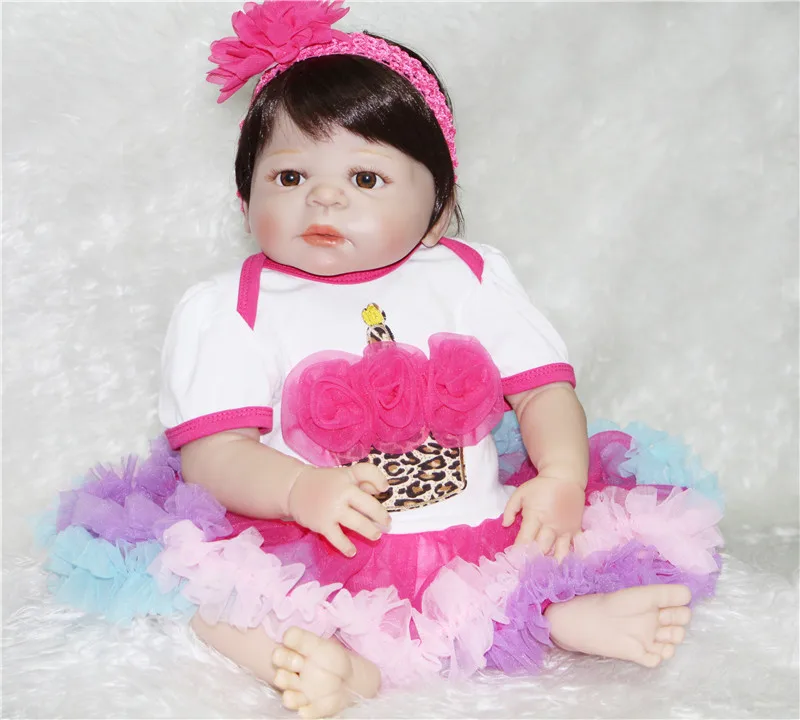 

22" Reborn Dolls Handmade full body Silicone Reborn Dolls for children gift girls toys Baby Bath Doll bebe real reborn bonecas