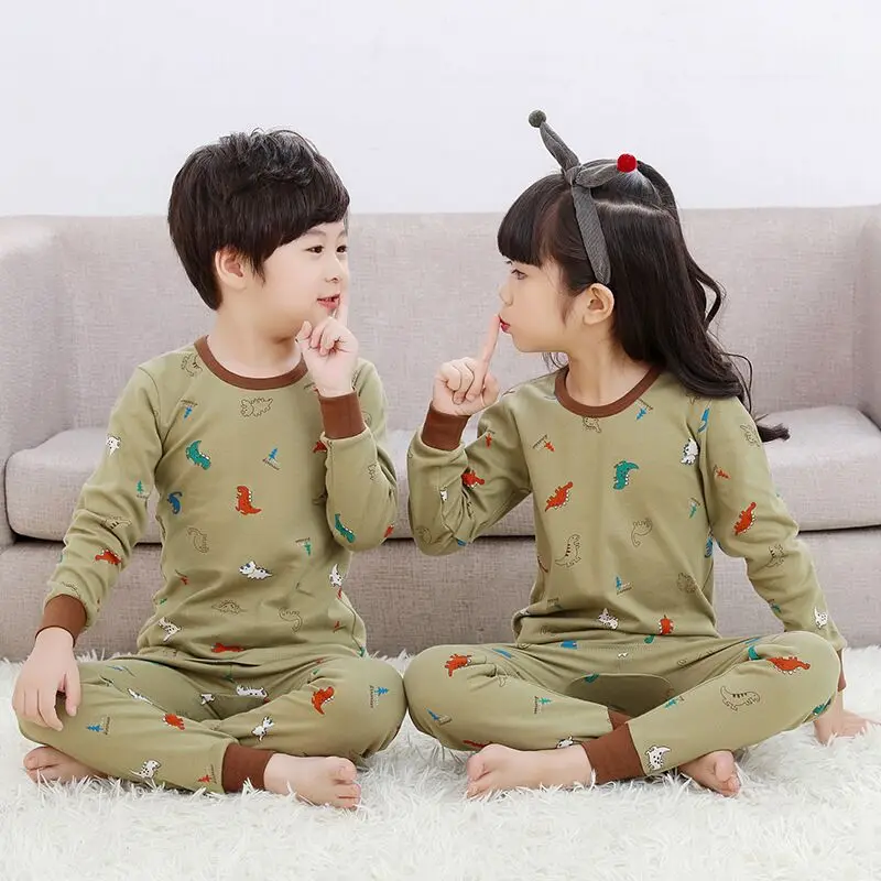 color at picture Новые детские пижамы; комплекты одежды для маленьких мальчиков и девочек; детская одежда для сна с героями мультфильмов; хлопковые пижамы с длинными рукавами; детская Рождественская одежда - Цвет: color at picture