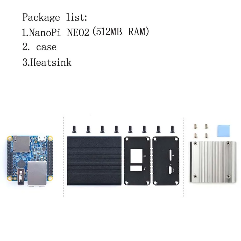 NanoPi NEO2 Allwinner H5, 64 бит с высоким уровнем производительности, четырехъядерный процессор A53 демонстрационная плата, бег, UbuntuCore с металлической Чехол комплект