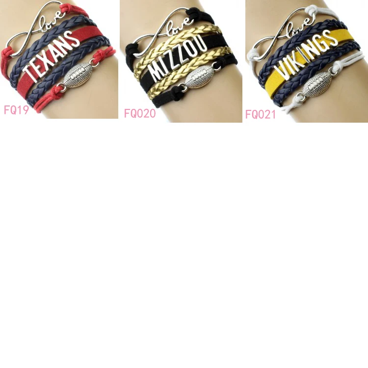 Custom-Infinity Love Atlanta State Falcons Football Bracelet Wax Cords Braided Leather Adjustable For | Украшения и аксессуары