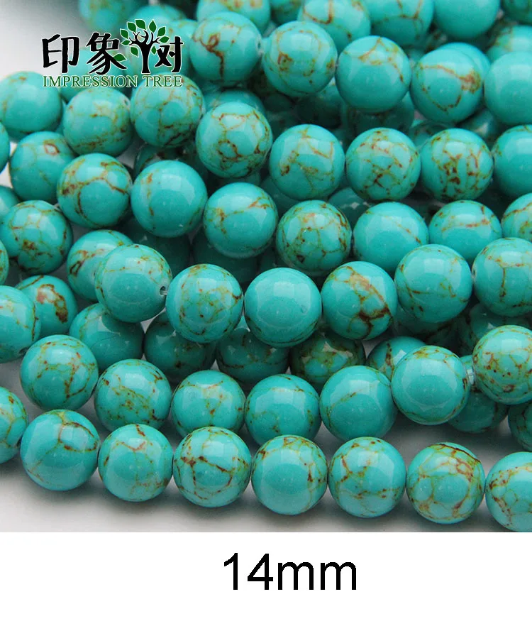14MM 10pcs 1PACK Лучшие бусины из натуральной бирюзы, 4/6/8/10/12/14/16 мм, зеленые, бирюзовые лечебные энергетические камни россыпью для самостоятельного изготовления ювелирных украшений, модель 1809 - Цвет: 14MM 10pcs 1PACK