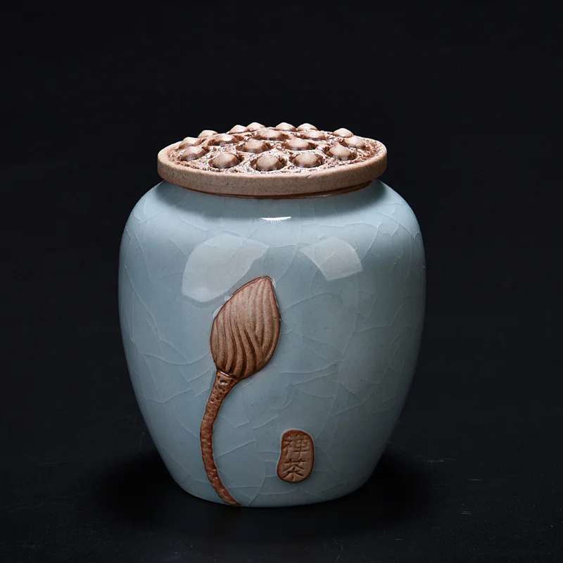 Lotus Theme Pattern Tea Storage Jars Mini Vintage Candy Jar Storage Bottles Kitchen Spices Storage Box 1pcs Container With Cover - Цвет: geyaofenqing S