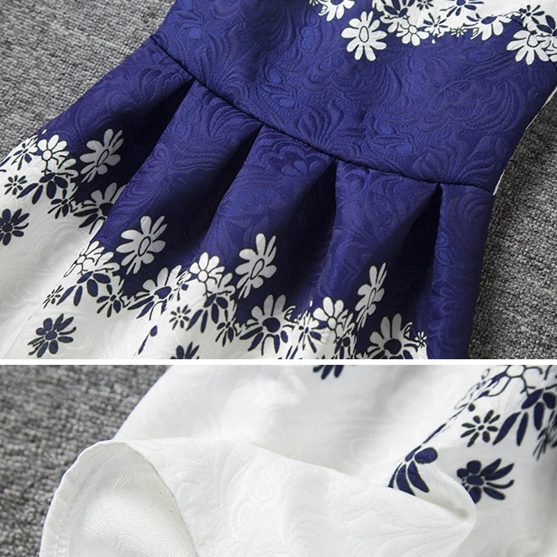 Летняя одежда для маленьких девочек платье трапециевидной формы синие детские платья принцессы с цветочным рисунком для девочек 6, 10, 12 лет, повседневные платья vestido infantil