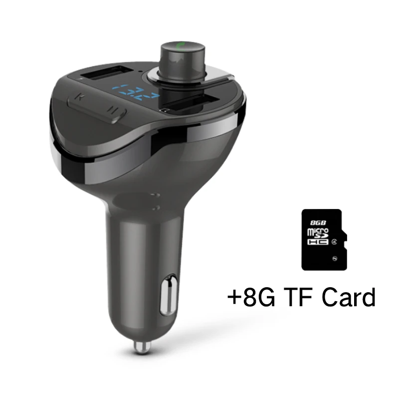 Автомобильный MP3 Bluetooth FM передатчик с 2 портами(стандарт быстрая зарядка автомобиля зарядное устройство для u-диска, флеш-карты памяти TF музыкальный плеер автомобильное зарядное устройство Напряжение мониторинг вызова в режиме свободных рук - Название цвета: With 8G TF card
