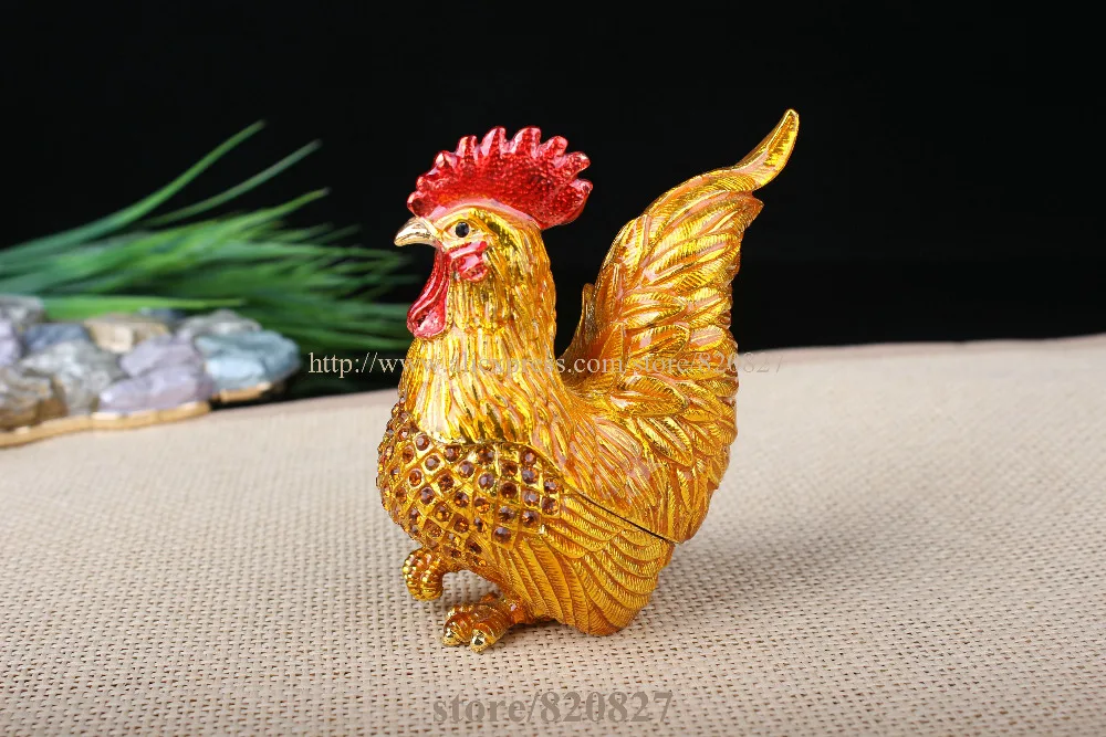 chicken trinket box rooster trinket box  hen jewelry box beautiful metal chicken rooster trinket box figurine