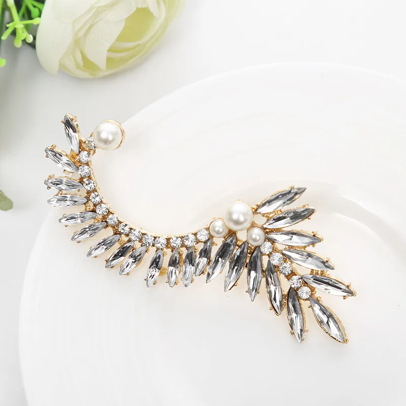 2016 новые модные большие преувеличенные серьги каффы с кристаллами и жемчугом в