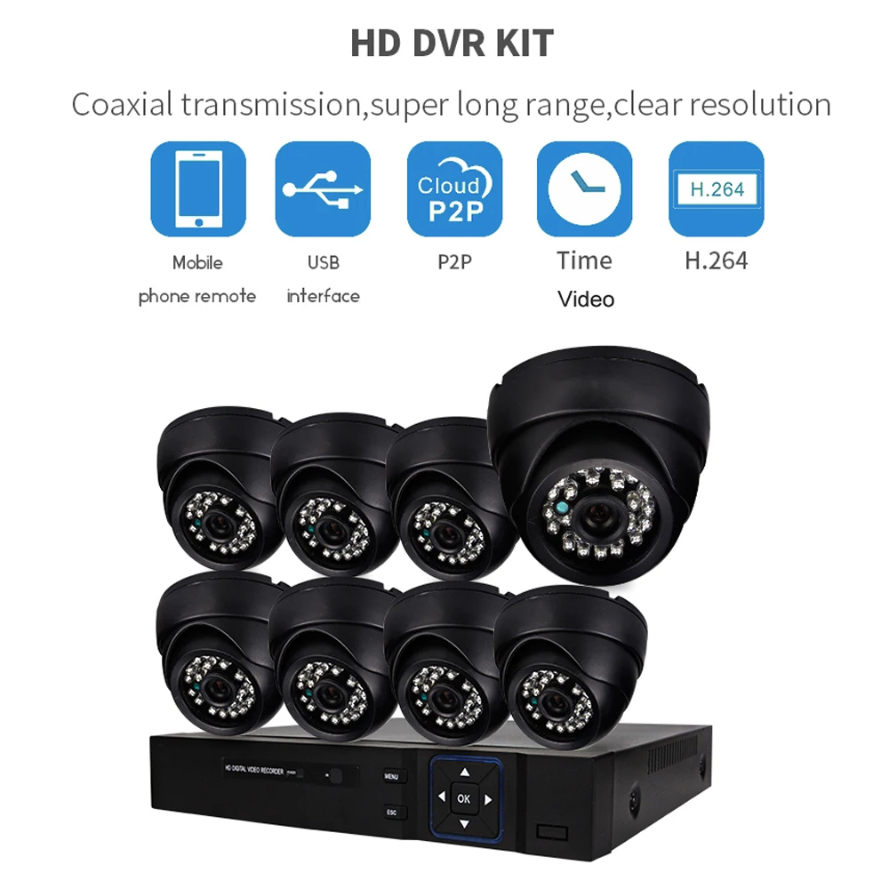 PUAroom 8CH Наружная цилиндрическая аналоговая 800TVL H.264 onvif видео dvr безопасность