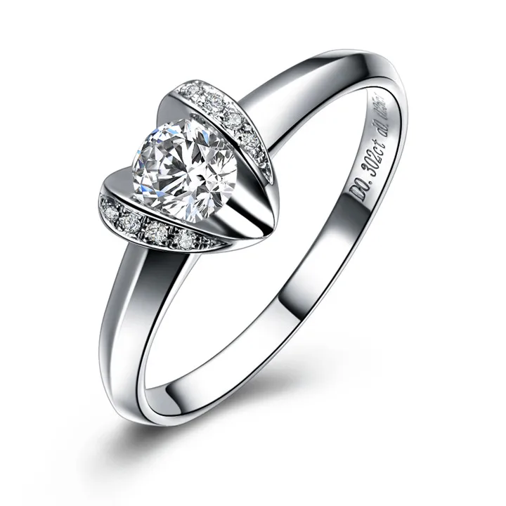 ZOCAI enched обручальное кольцо с сердцем Настоящее сертификат 0,2 CT H/SI АЛМАЗ 18 K Белое Золото(AU750) обручальное кольцо W03127