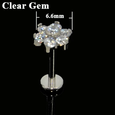 Clear Zircon 1 шт., стальной опал, циркон, цветок, ушной хрящ, трагус, спираль, винт для пирсинга, подходит для топа 16 г, опал, Лабрет, губная помада, кольца, Сексуальные Ювелирные изделия - Окраска металла: Clear Zircon