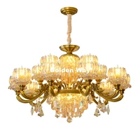 free shipping modern crystal chandeliers brass color pendant lamp dining room living lobby lamp lighting e14 led ac candle bulbs