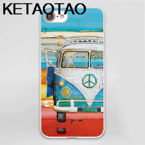Черный KETAOTAO летний volkswagen bus пляжный чехол для телефона s для iPhone 4S 5C 5S 6S 8 Plus XR XS Max чехол кристально чистый мягкий TPU чехол s - Цвет: Черный