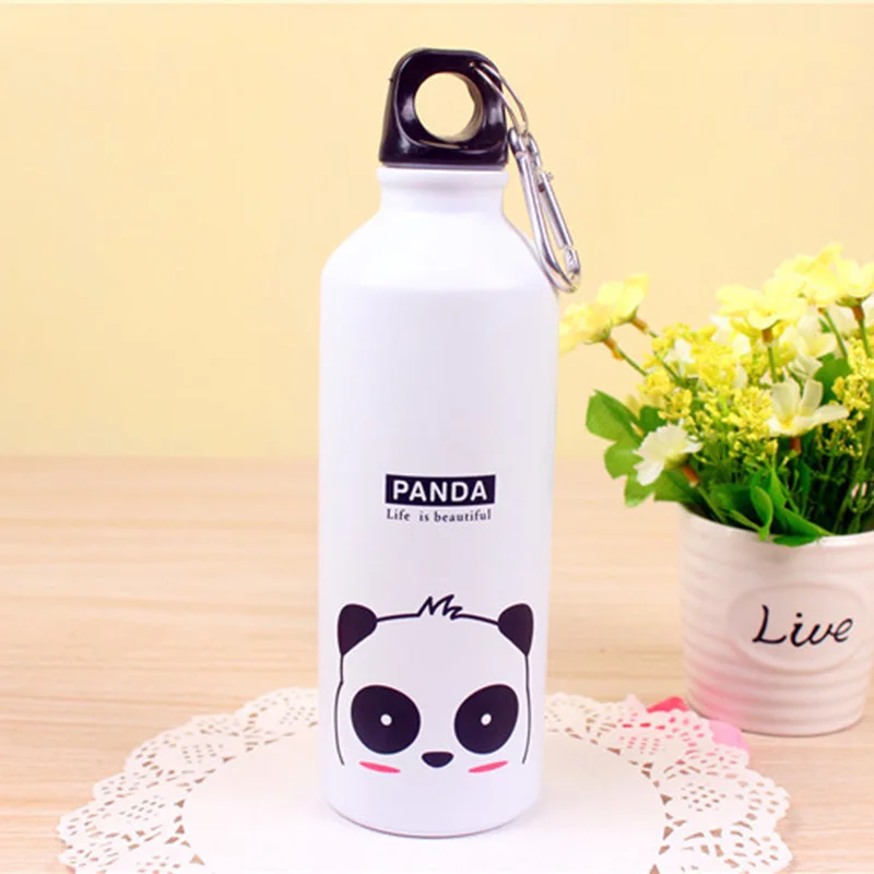 Panda Качественные портативные бутылки для воды, спорта, велоспорта, кемпинга из алюминиевого сплава, детские бутылки для воды 500 мл - Цвет: Panda