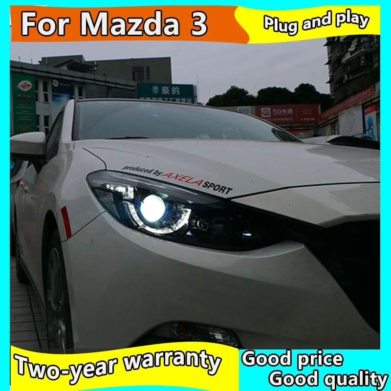 

Car Styling Head Lamp case for Mazda3 mazda 3 Axela Headlights 2014 2015 2016 LED Headlight DRL Lens Double Beam H7 Bi-Xenon HID