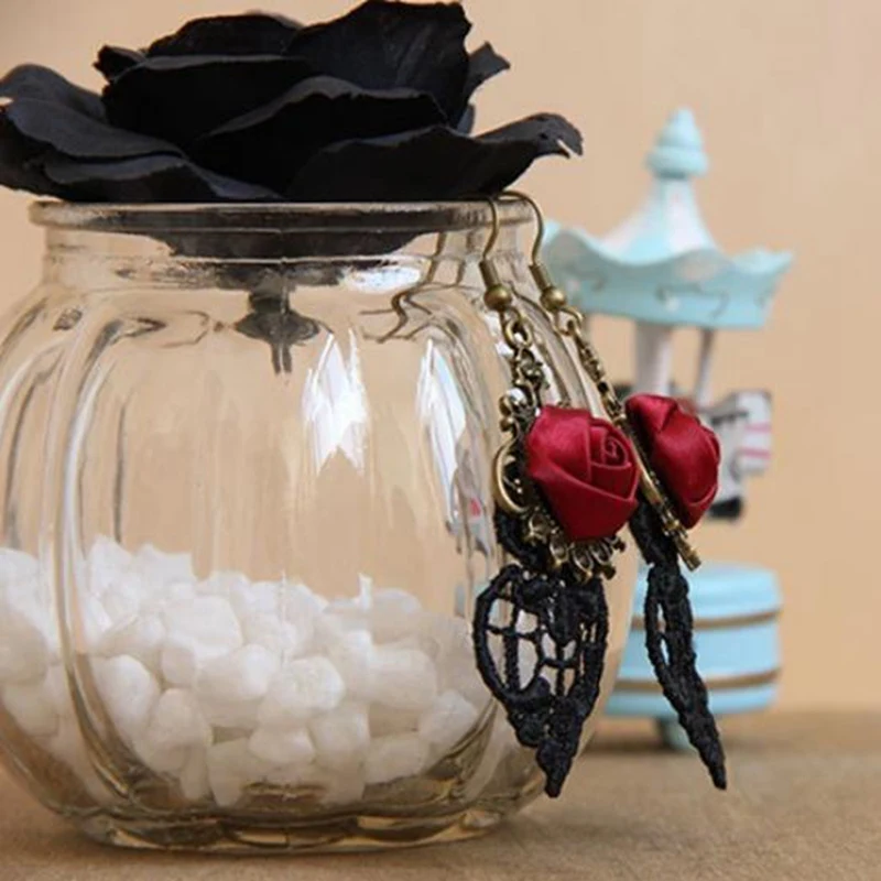 Женские винтажные сережки MJARTORIA готические сережки-капельки с красными цветами