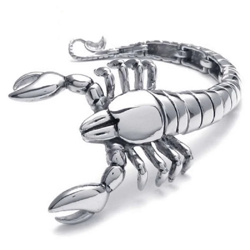 

Biker Fashion Cool Design Fancy Heavy Stainless Steel Scorpion Bracelet Bangle Devised For Men's Jewelry Size 21.6 cm*51 mm