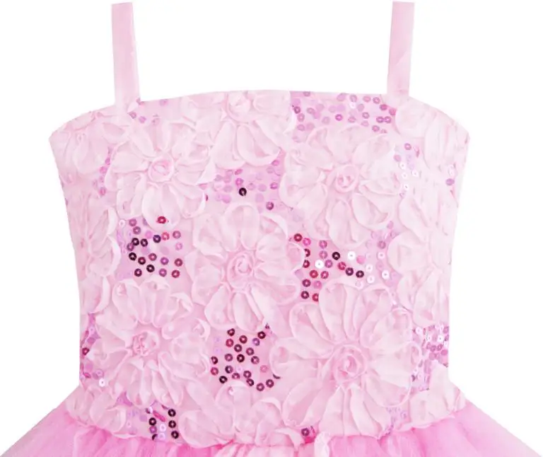 Sunny Fashion платья для девочек платье танк Вышитый Розовый Цветок Подстриженные