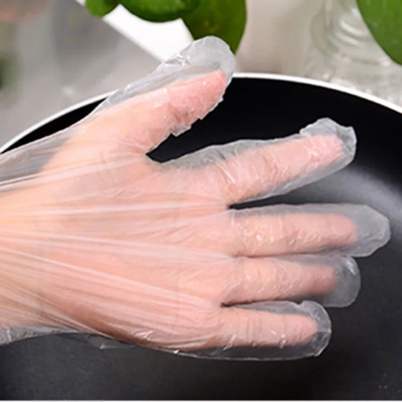 100 шт пластиковые одноразовые перчатки для ресторана кухни барбекю