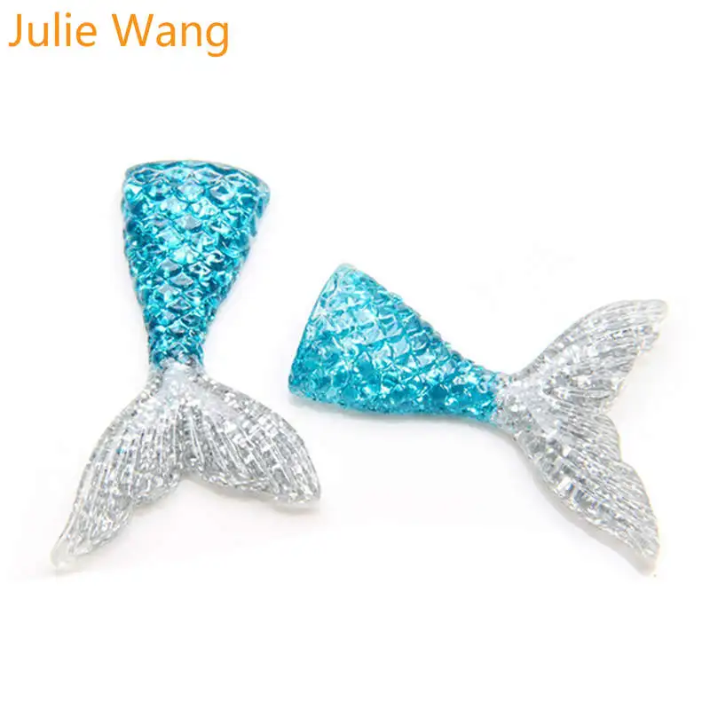 Julie Wang 10 шт. Разноцветные Подвески из смолы с хвостом русалки ручной работы