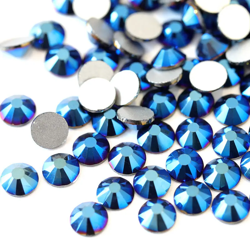 2028 Mine Blue Non Hot Fix блестки стразы с плоской задней стеклянной фотографией для