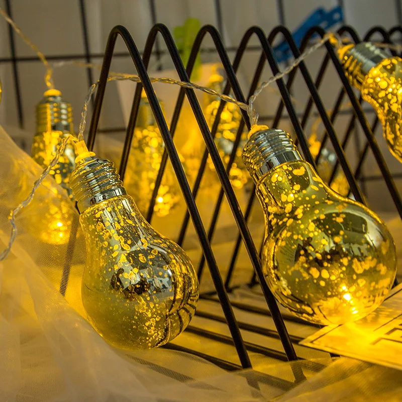 20Led серебряное покрытие лампочка эдисона батарея операции струнные светильники