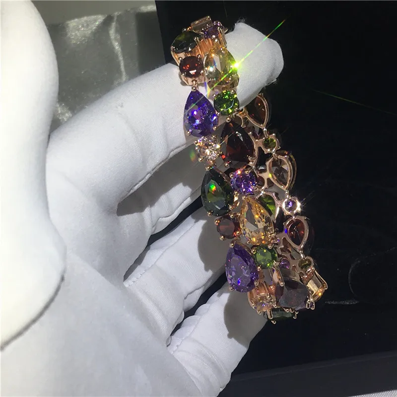 Браслет Мона Лиза с каплей воды 5 А фианиты розовое золото заполненные для