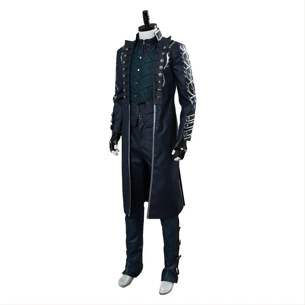 Игра DMC Vergil Косплей Костюм кожаный Тренч наряд унисекс полный костюмы на заказ
