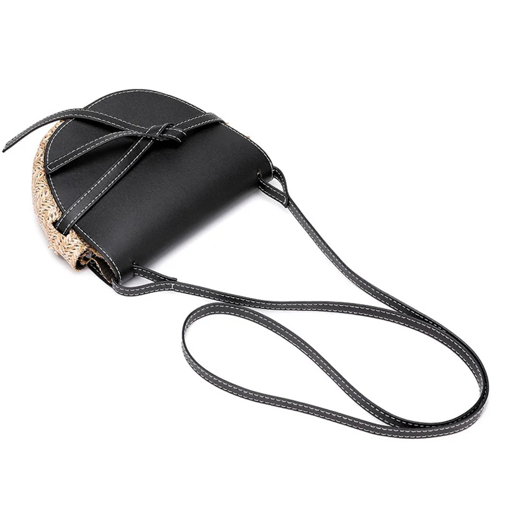 Женская соломенная сумка на плечо с бантом Диагональная Сумка из кожи простая