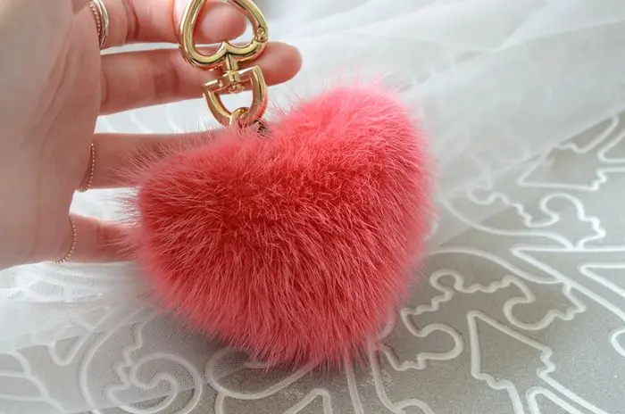 Модная сумка очаровательная в форме сердца пушистая норковая меховая цепочка