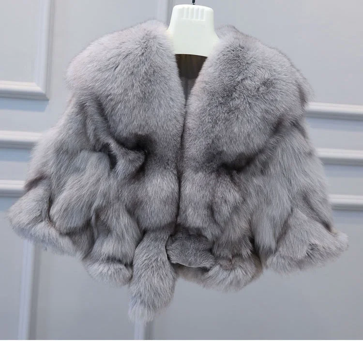 Куртка из 100% натурального меха лисы куртка с рукавом 3/4 и большим воротником