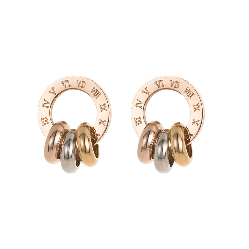 Женские сережки гвоздики в римском стиле из серебряной титановой стали