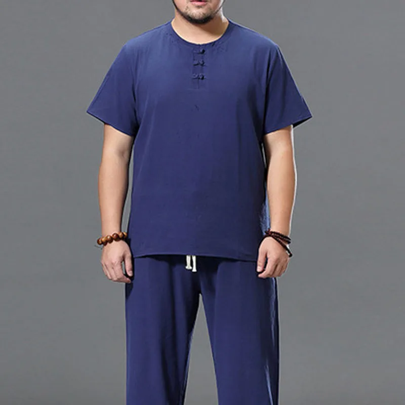 Летняя мужская рубашка обхват груди 155 см 5XL 6XL 7XL 8XL 9XL 10XL хлопок лен с коротким