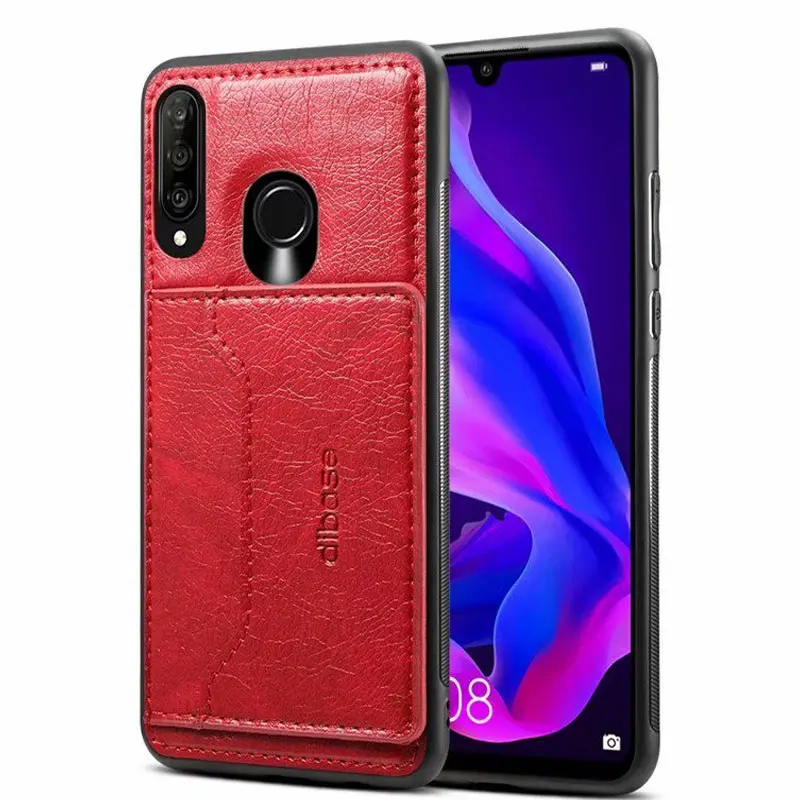 JIATEXIN ТПУ бампер чехол для Huawei P30 Lite PU кожаный Nova 4e подставка держатель с кармашком