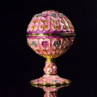 qifu metal craft pink faberge style egg for wedding decoration