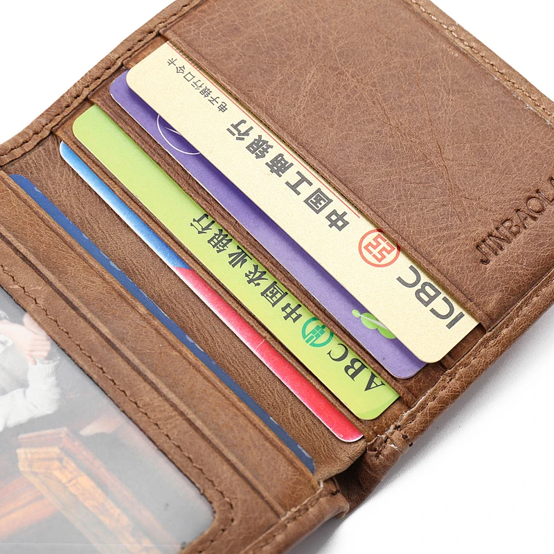 100% Real Leather Mini Wallets Brown Cow Thin Wallet Card Holder Short Design Fashion Handmade Small purse walet|designer pursefashion |