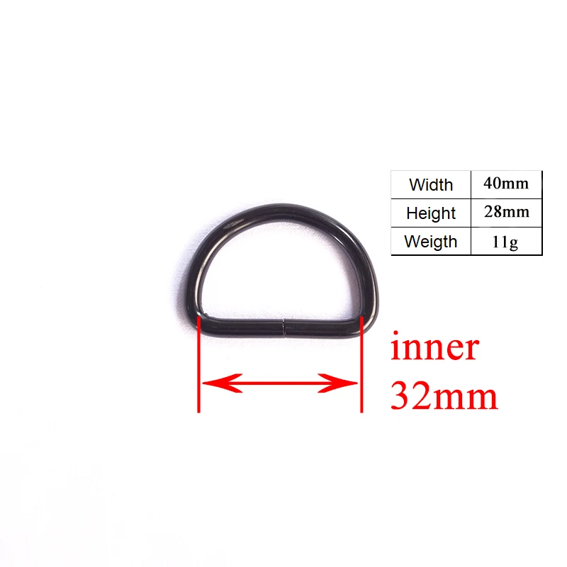 

100pcs/lot Heavy duty non welded metal flat Dee rings for 30mm webbing garment Backpack diy dog collars accessories