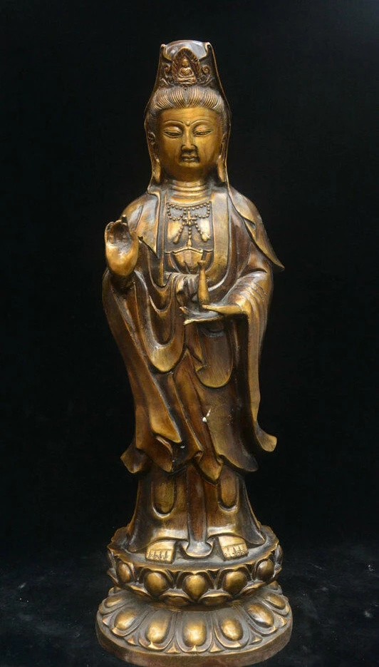 Китайская Бронзовая статуэтка Бодхисаттва из Гуаньинь авалокитвары|Статуи и