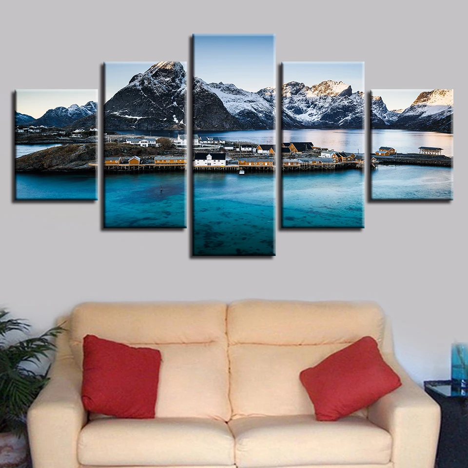 Настенные художественные современные принты декор для гостиной 5 шт. картины гор