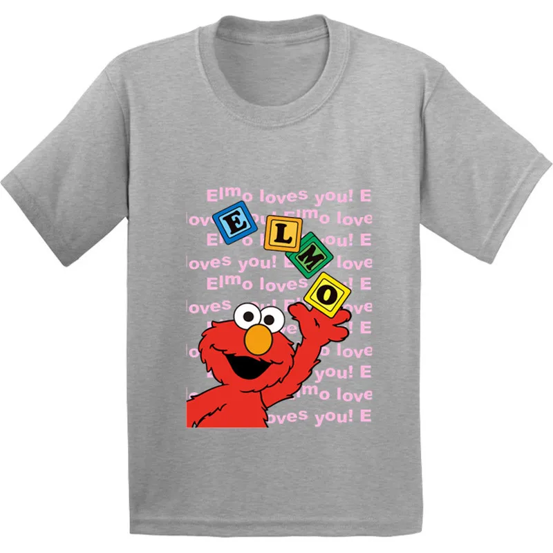Sesame Street Elmo Pattern Kids Cotton T shirt Boys/Girls Cartoon Funny T-shirt Baby Summer Short Sleeve Clothes | Детская одежда и