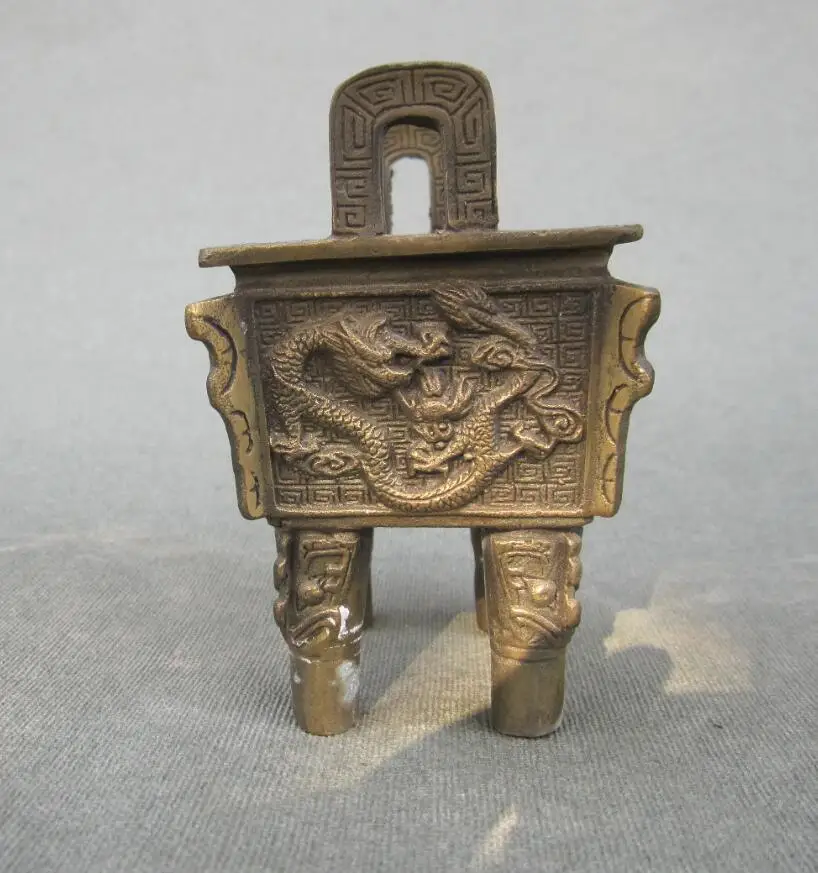 Старинный латунный штатив с украшением китайского дракона/антиквариат|tripod
