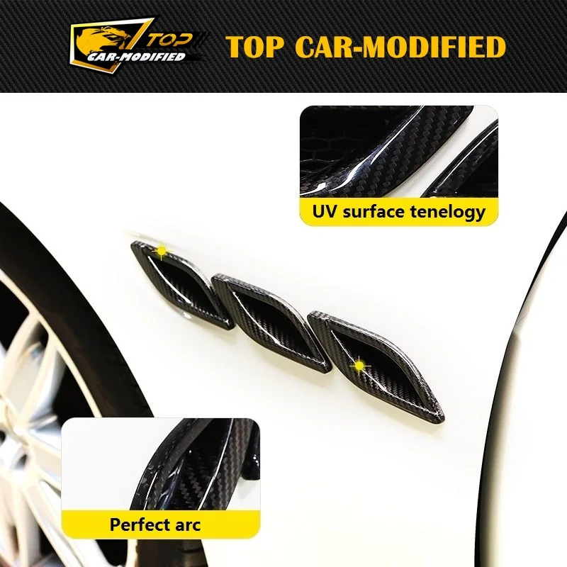 

6pcs New Carbon Fiber Side Air Vent Hood Intake Bezel Fender Cover for Maserati Quattroporte 2013-2016
