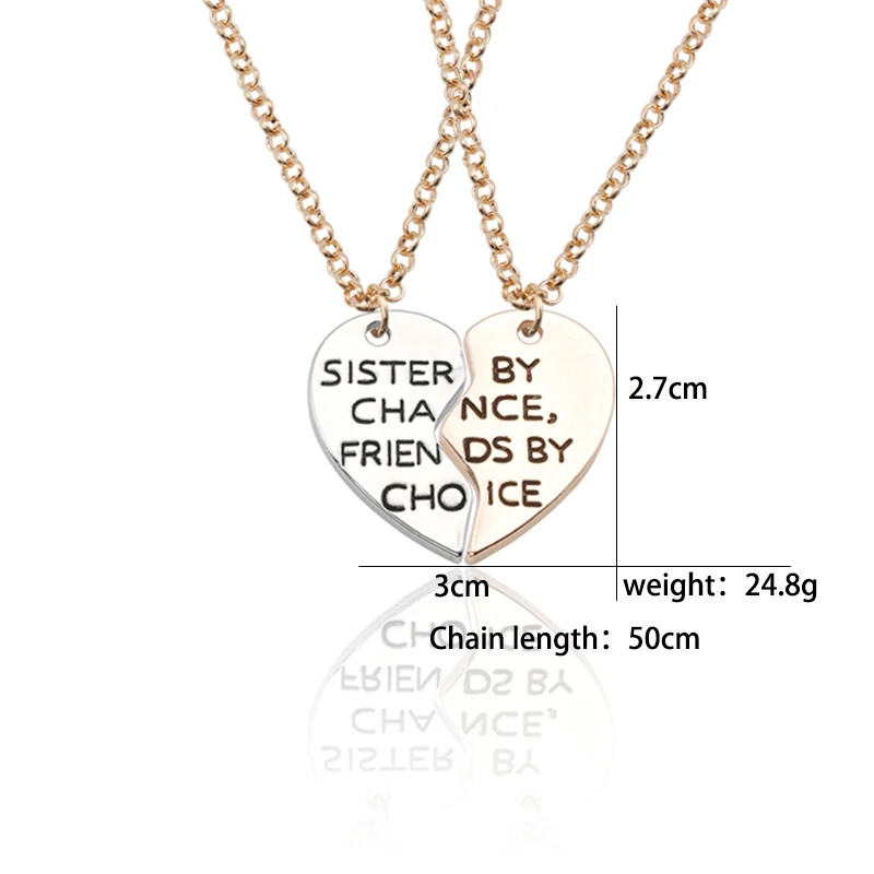 Модное ожерелье с надписью sister By Chance friends Choose сердцем Borken Золотая подвеска