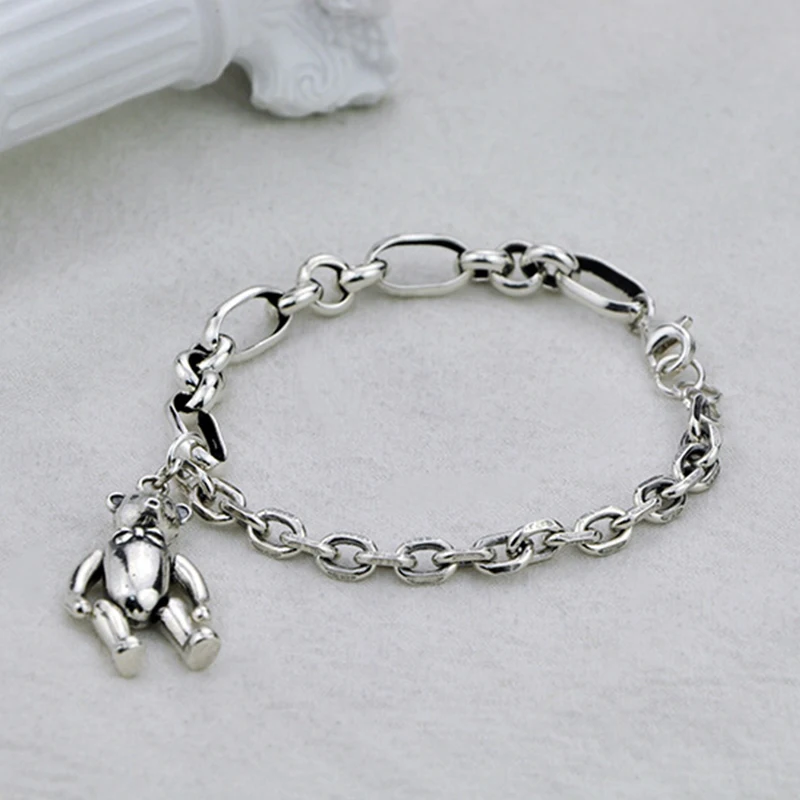 925 стерлингового серебра браслет с маленьким медвежонком висит преувеличенный