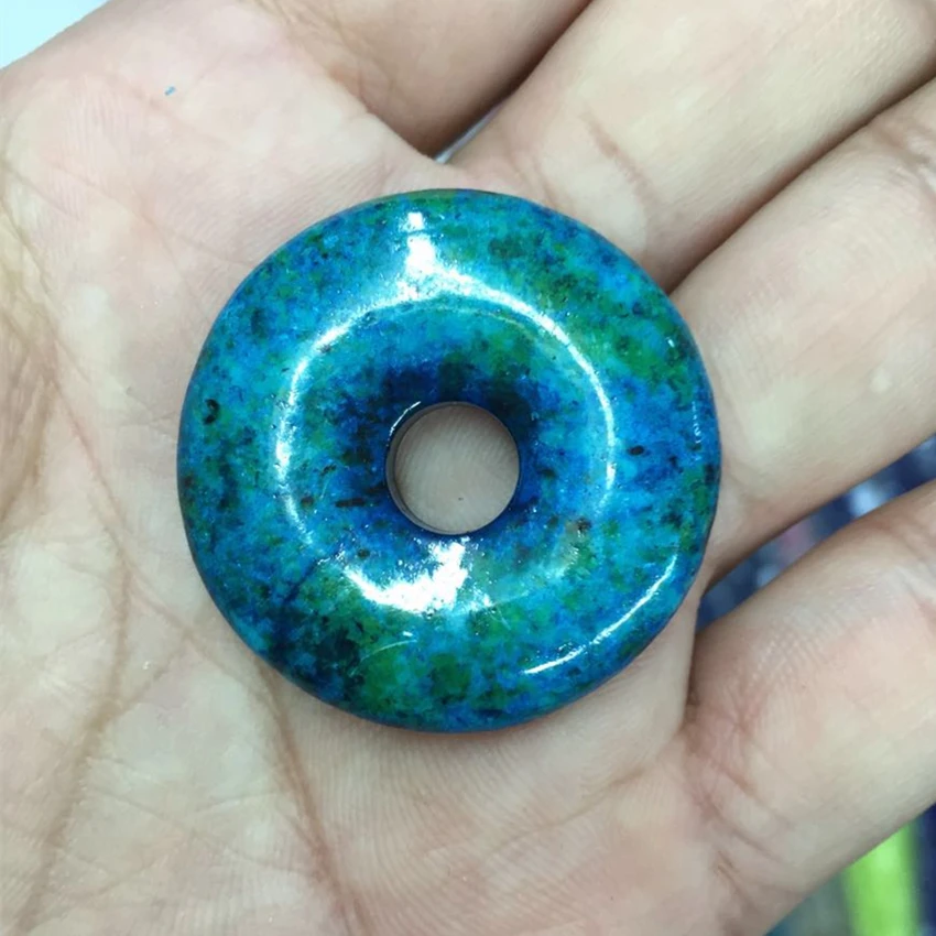 Мода синий синтетический камень хризоколла 35 мм для монет круглый круг прелести