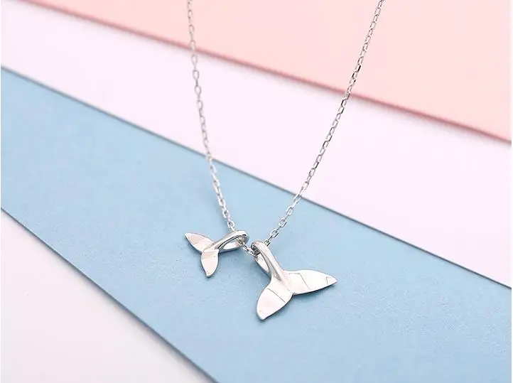 Bijoux богемное серебро 925 пробы хвост русалки ожерелья для женщин Boho рыбы ювелирные изделия-ожерелья украшения на шею